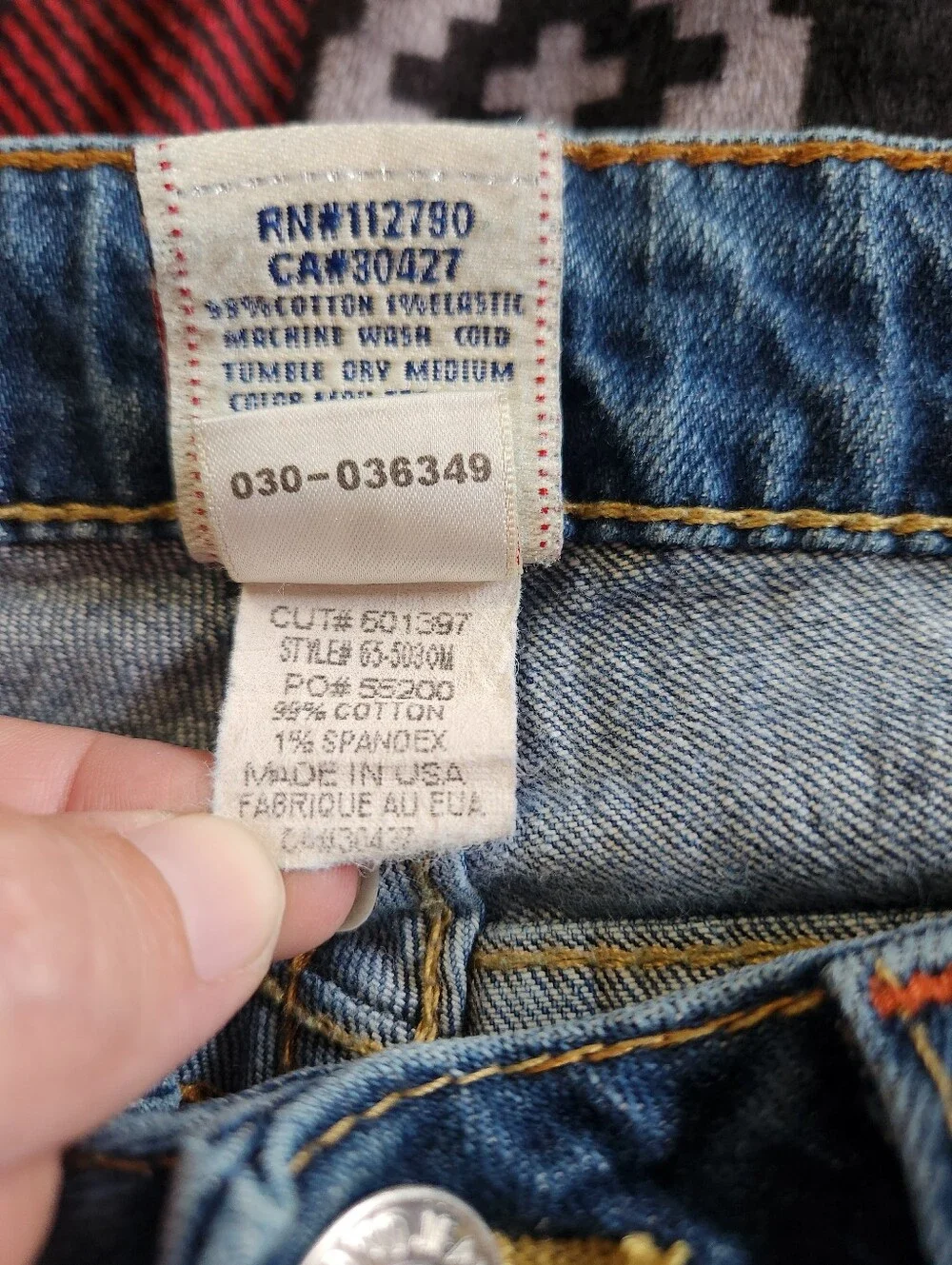 True Religion Joey Low Rise Flare Jeans Signature Stitch Size 29 Y2K USA - Picture 7 of 12